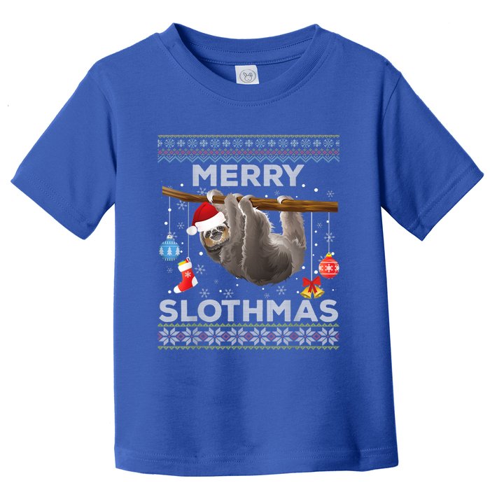 Merry Slothmas Christmas Pajama Sloth Lover Ugly Sweater Gift Toddler T-Shirt