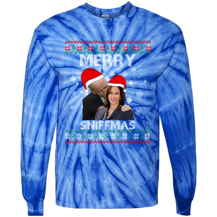 Merry Sniffmas Christmas Anti Biden Kamala Ugly Xmas Sweater Funny Gift Tie-Dye Long Sleeve Shirt