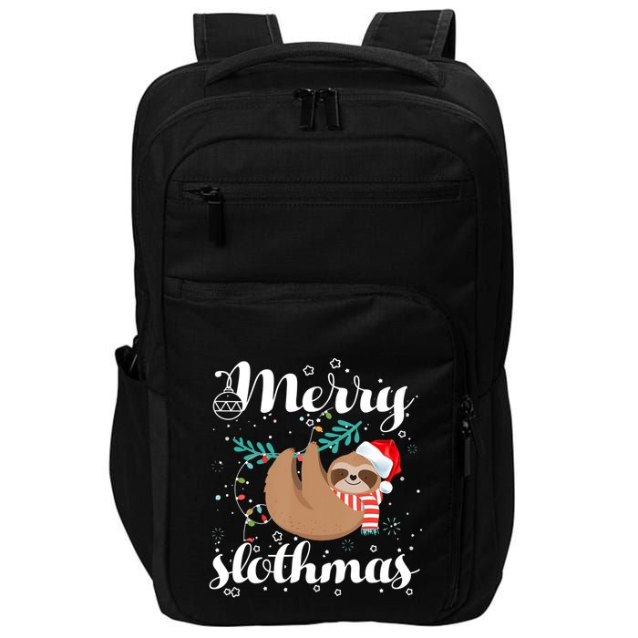 Merry Slothmas Christmas Pajama Sloth Lovers Gift Impact Tech Backpack