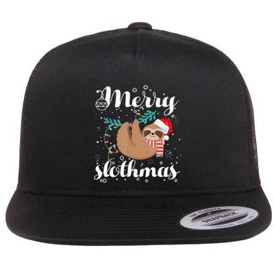 Merry Slothmas Christmas Pajama Sloth Lovers Gift Flatbill Hat