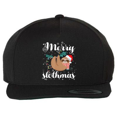 Merry Slothmas Christmas Pajama Sloth Lovers Gift Wool Snapback Cap