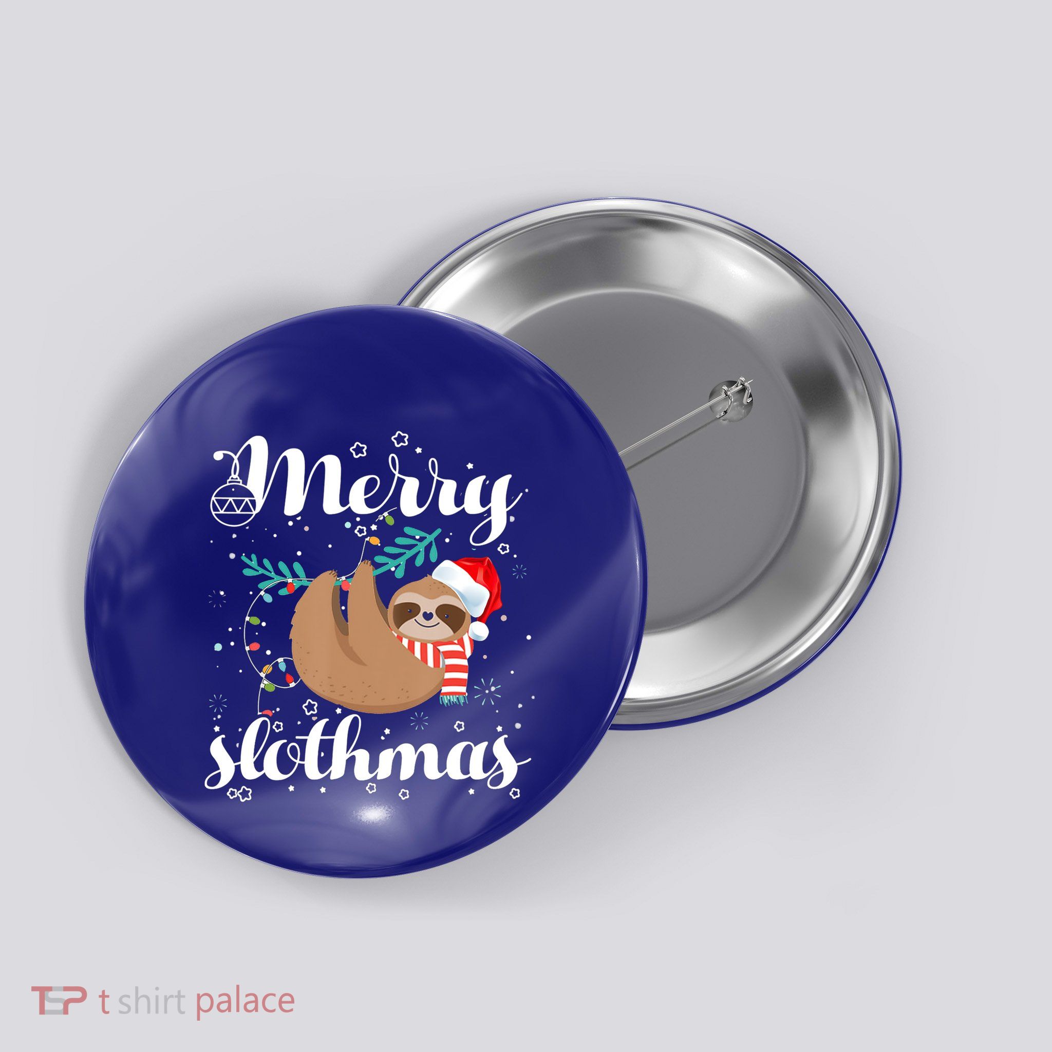 Merry Slothmas Christmas Pajama Sloth Lovers Gift Button