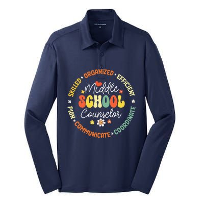 Middle School Counselor Back To School For Teacher Silk Touch Performance Long Sleeve Polo