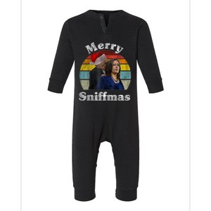 Merry Sniffmas Christmas Anti Biden Ugly Christmas Sweater Infant Fleece One Piece