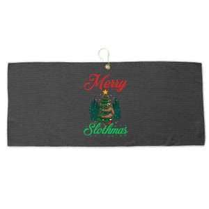 Merry Slothmas Christmas Sloth Lover Great Gift Large Microfiber Waffle Golf Towel