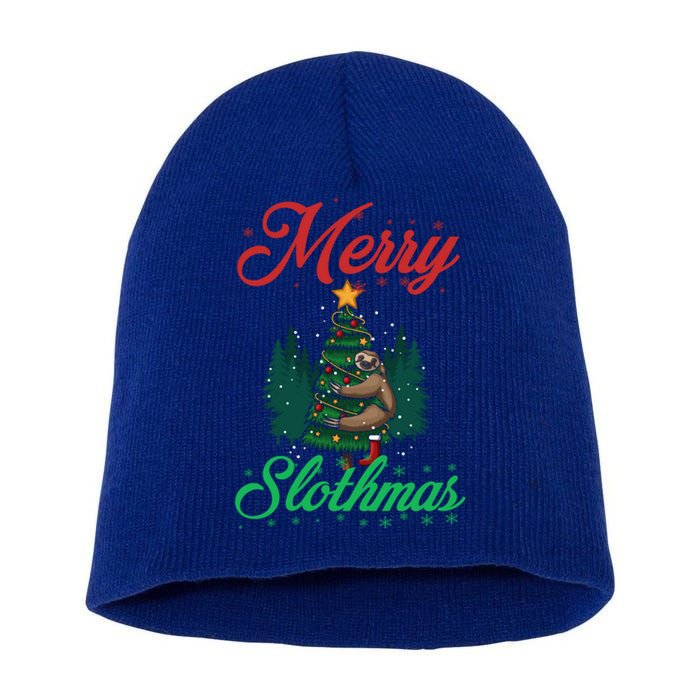 Merry Slothmas Christmas Sloth Lover Great Gift Short Acrylic Beanie