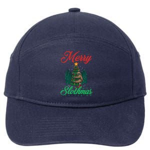 Merry Slothmas Christmas Sloth Lover Great Gift 7-Panel Snapback Hat