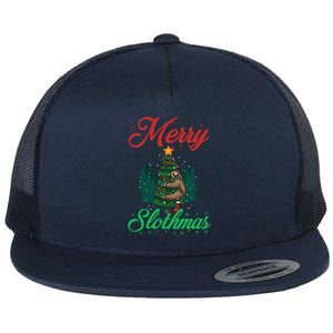 Merry Slothmas Christmas Sloth Lover Great Gift Flat Bill Trucker Hat