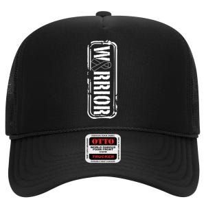 Melanoma Skin Cancer Awareness Military Warrior Ribbon High Crown Mesh Back Trucker Hat