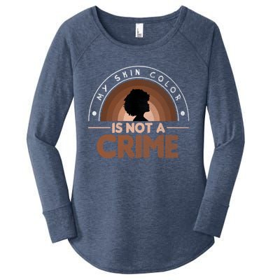 My Skin Color Is Not A Crime Pride Melanin Afro Black Queen Meaningful Gift Women's Perfect Tri Tunic Long Sleeve Shirt