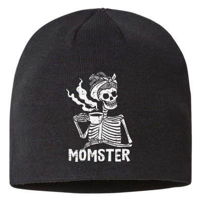 Momster Skeleton Coffee Funny Halloween Mom Mama Sustainable Beanie