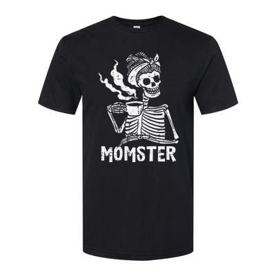 Momster Skeleton Coffee Funny Halloween Mom Mama Softstyle® CVC T-Shirt