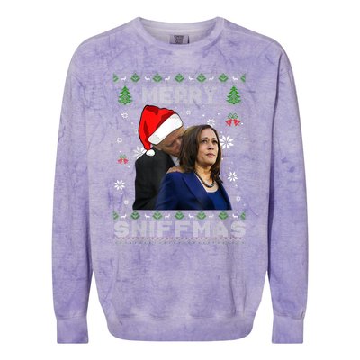 Merry Sniffmas Christmas Anti Biden Ugly Christmas Sweater Colorblast Crewneck Sweatshirt