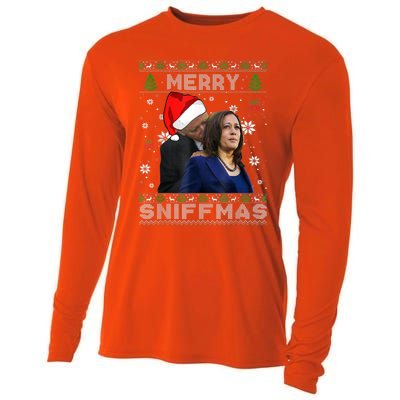 Merry Sniffmas Christmas Anti Biden Ugly Christmas Sweater Cooling Performance Long Sleeve Crew