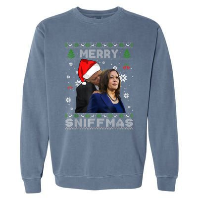 Merry Sniffmas Christmas Anti Biden Ugly Christmas Sweater Garment-Dyed Sweatshirt