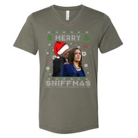 Merry Sniffmas Christmas Anti Biden Ugly Christmas Sweater V-Neck T-Shirt