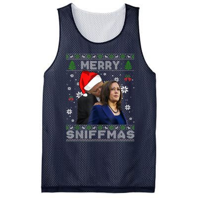 Merry Sniffmas Christmas Anti Biden Ugly Christmas Sweater Mesh Reversible Basketball Jersey Tank