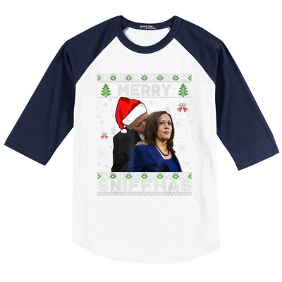 Merry Sniffmas Christmas Anti Biden Ugly Christmas Sweater Baseball Sleeve Shirt