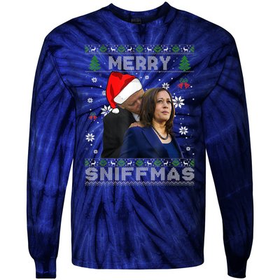 Merry Sniffmas Christmas Anti Biden Ugly Christmas Sweater Tie-Dye Long Sleeve Shirt