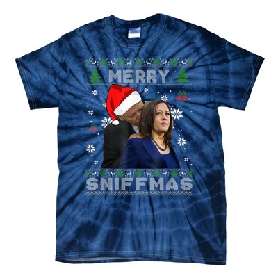 Merry Sniffmas Christmas Anti Biden Ugly Christmas Sweater Tie-Dye T-Shirt