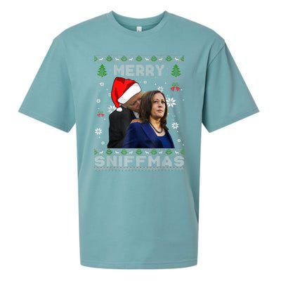 Merry Sniffmas Christmas Anti Biden Ugly Christmas Sweater Sueded Cloud Jersey T-Shirt