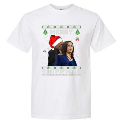 Merry Sniffmas Christmas Anti Biden Ugly Christmas Sweater Garment-Dyed Heavyweight T-Shirt