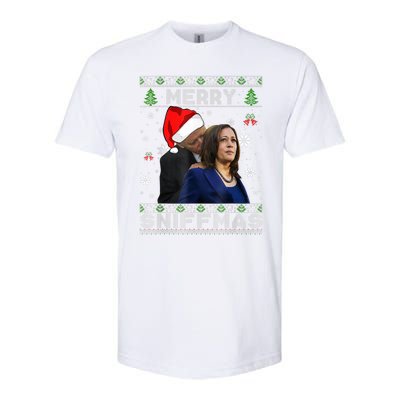 Merry Sniffmas Christmas Anti Biden Ugly Christmas Sweater Softstyle CVC T-Shirt