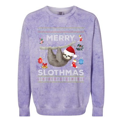 Merry Slothmas Christmas Sloth Lover Ugly Sweater Cute Gift Colorblast Crewneck Sweatshirt