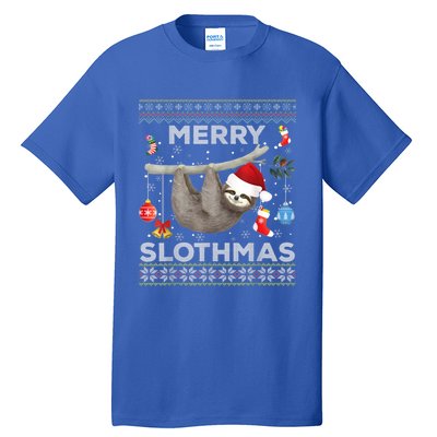 Merry Slothmas Christmas Sloth Lover Ugly Sweater Cute Gift Tall T-Shirt