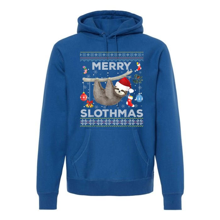 Merry Slothmas Christmas Sloth Lover Ugly Sweater Cute Gift Premium Hoodie