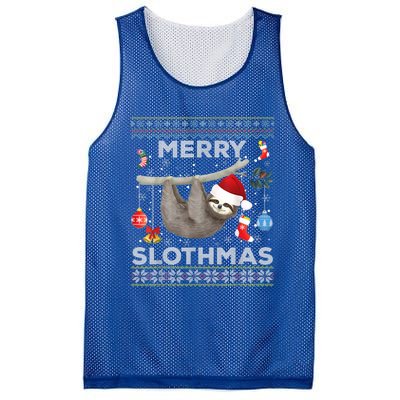 Merry Slothmas Christmas Sloth Lover Ugly Sweater Cute Gift Mesh Reversible Basketball Jersey Tank