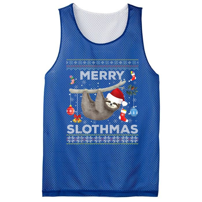 Merry Slothmas Christmas Sloth Lover Ugly Sweater Cute Gift Mesh Reversible Basketball Jersey Tank