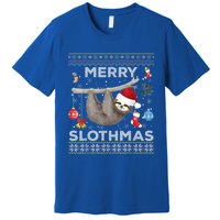 Merry Slothmas Christmas Sloth Lover Ugly Sweater Cute Gift Premium T-Shirt