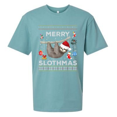 Merry Slothmas Christmas Sloth Lover Ugly Sweater Cute Gift Sueded Cloud Jersey T-Shirt