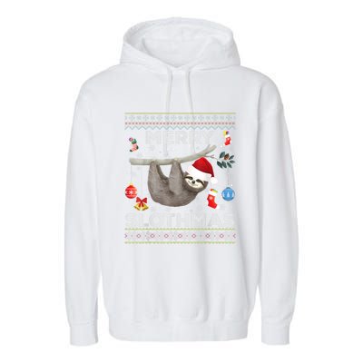 Merry Slothmas Christmas Sloth Lover Ugly Sweater Cute Gift Garment-Dyed Fleece Hoodie