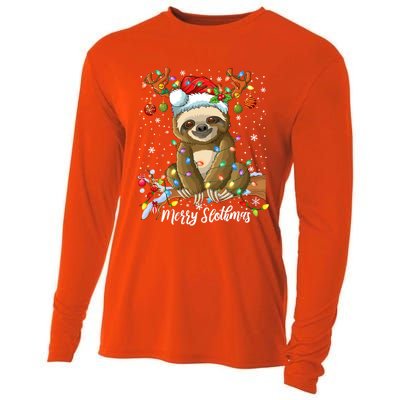 Merry Slothmas Christmas Sloth Lover Xmas Pajamas Christmas Cool Gift Cooling Performance Long Sleeve Crew