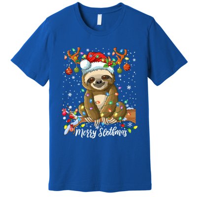 Merry Slothmas Christmas Sloth Lover Xmas Pajamas Christmas Cool Gift Premium T-Shirt