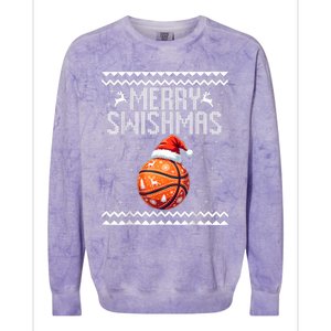 Merry Swishmas Christmas Basketball Ugly Sweater Colorblast Crewneck Sweatshirt