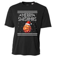 Merry Swishmas Christmas Basketball Ugly Sweater Cooling Performance Crew T-Shirt