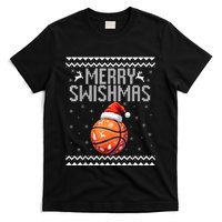 Merry Swishmas Christmas Basketball Ugly Sweater T-Shirt