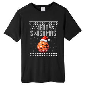 Merry Swishmas Christmas Basketball Ugly Sweater Tall Fusion ChromaSoft Performance T-Shirt