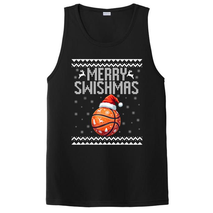 Merry Swishmas Christmas Basketball Ugly Sweater PosiCharge Competitor Tank