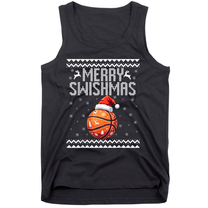 Merry Swishmas Christmas Basketball Ugly Sweater Tank Top