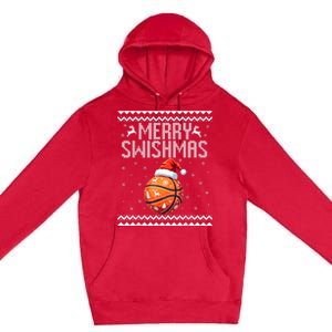 Merry Swishmas Christmas Basketball Ugly Sweater Premium Pullover Hoodie