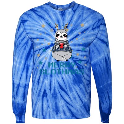 Merry Slothmas Cute Christmas Sloth Gift Tie-Dye Long Sleeve Shirt