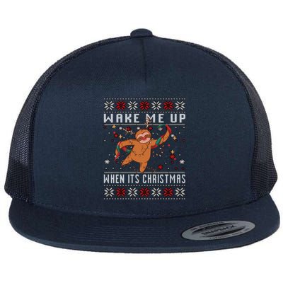 Merry Slothmas Christmas Pyjamas For Sloth Lovers Gift Flat Bill Trucker Hat