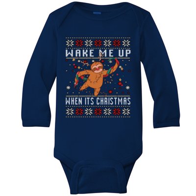 Merry Slothmas Christmas Pyjamas For Sloth Lovers Gift Baby Long Sleeve Bodysuit