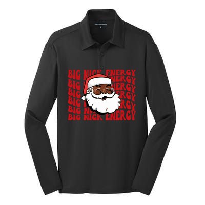 Melanin S Claus Big Nick Energy Matching Family Costume Gift Silk Touch Performance Long Sleeve Polo