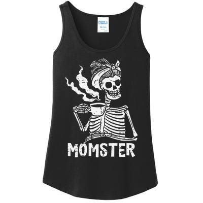 Momster Skeleton Coffee Funny Halloween Mom Mama Ladies Essential Tank