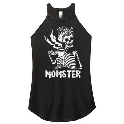 Momster Skeleton Coffee Funny Halloween Mom Mama Women’s Perfect Tri Rocker Tank